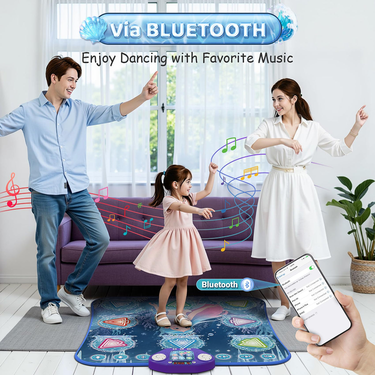 ANNKIE Dance Mat Bluetooth Music option to stream favorite tracks