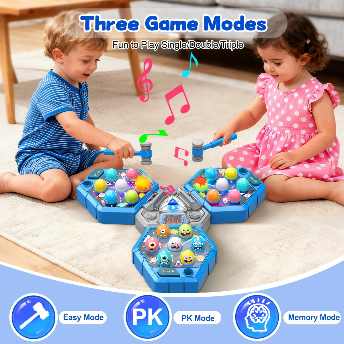 ANNKIE Whack Game Mole light-up balls provide visual cues to guide tapping