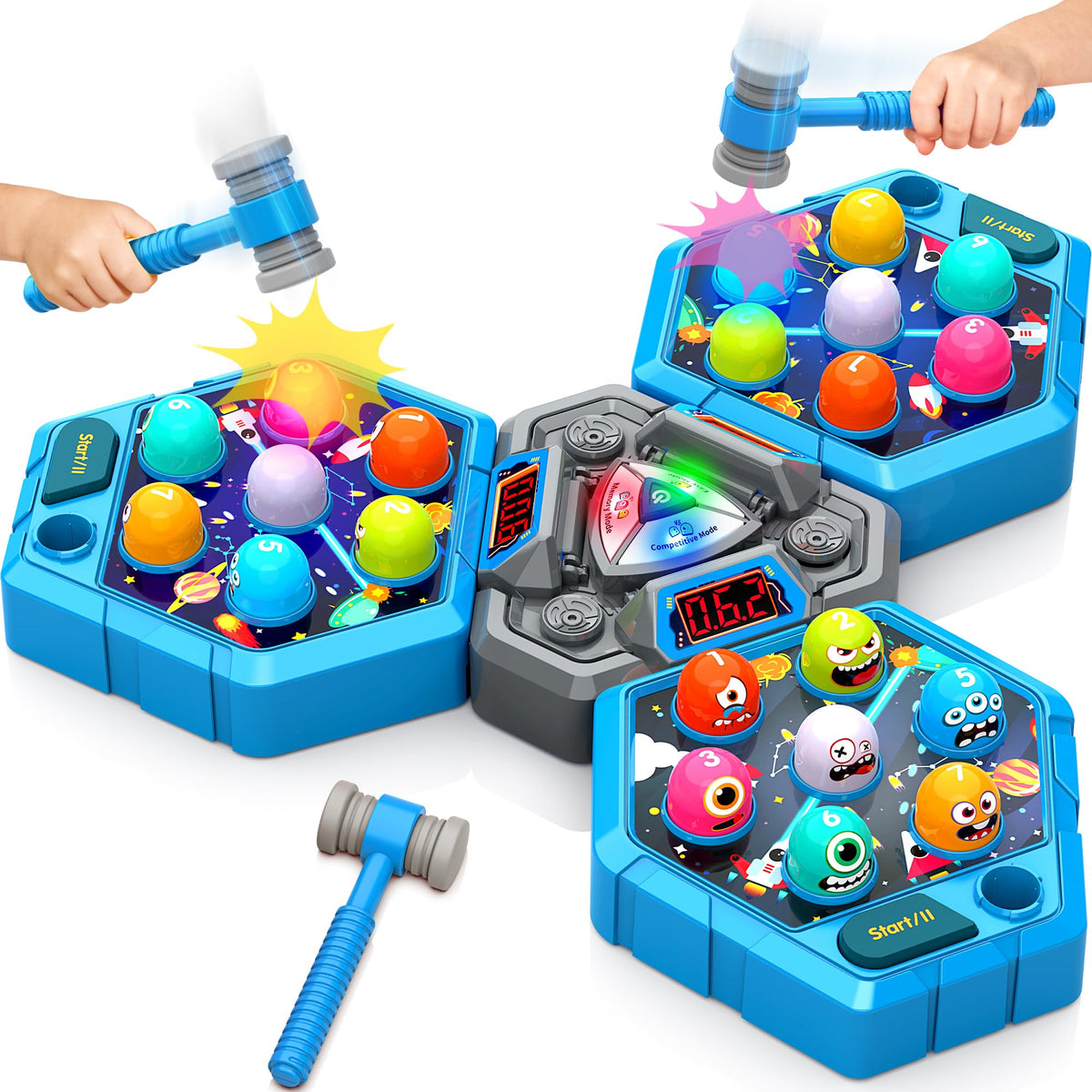 ANNKIE Whack Game Mole play area shows space for cooperative toddler play