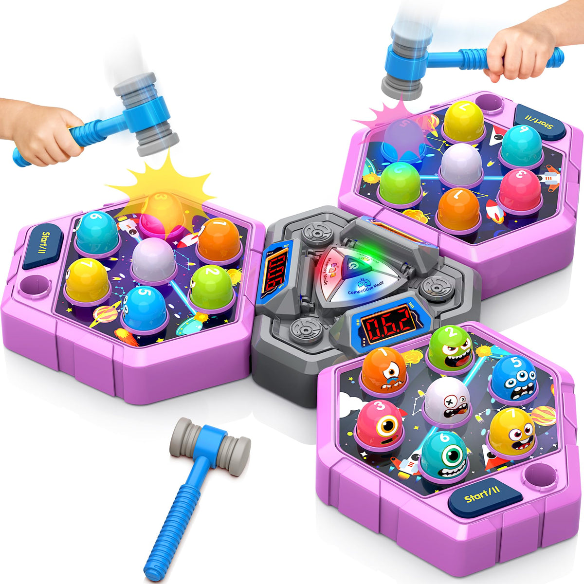ANNKIE Whack Game Mole play area shows roomy space for safe, vibrant play.