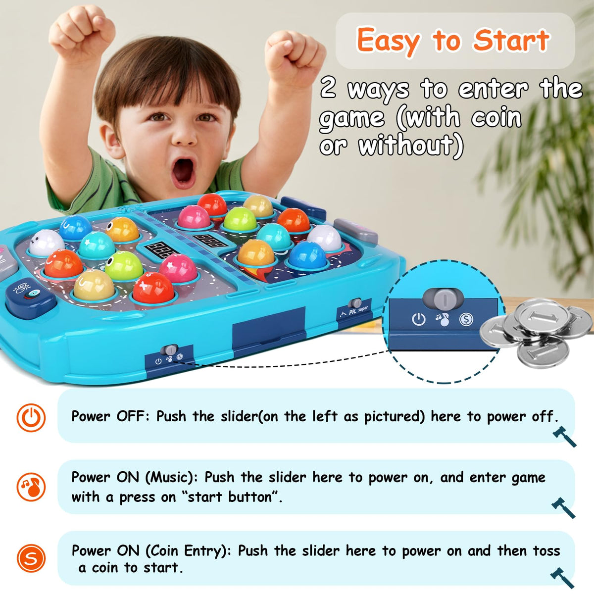 ANNKIE Whack Game Mole suction cups keep gameplay steady