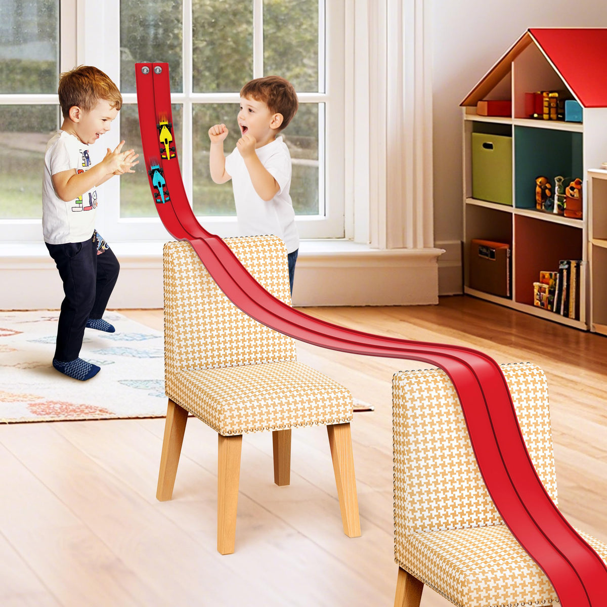 Anoozo 16ft flexible race track with suction cups enables secure wall mounting.