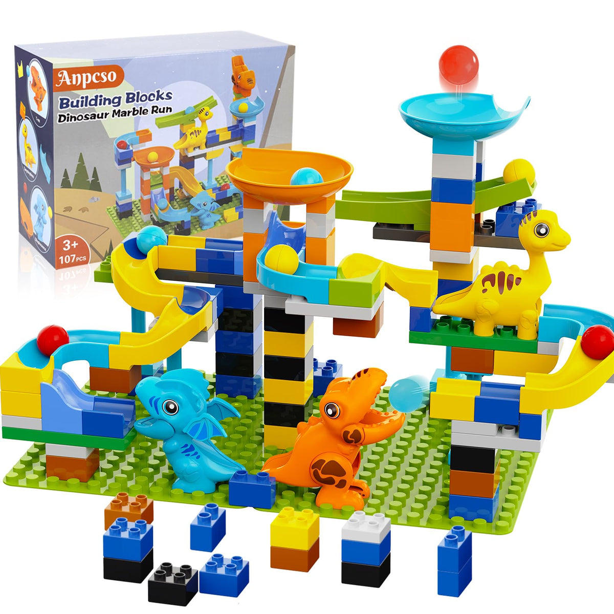 Anpcso marble run baseplate shown for sturdy setup and play.