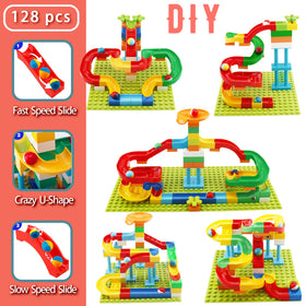 Anpcso Pillars and maze blocks build tall, engaging tracks.