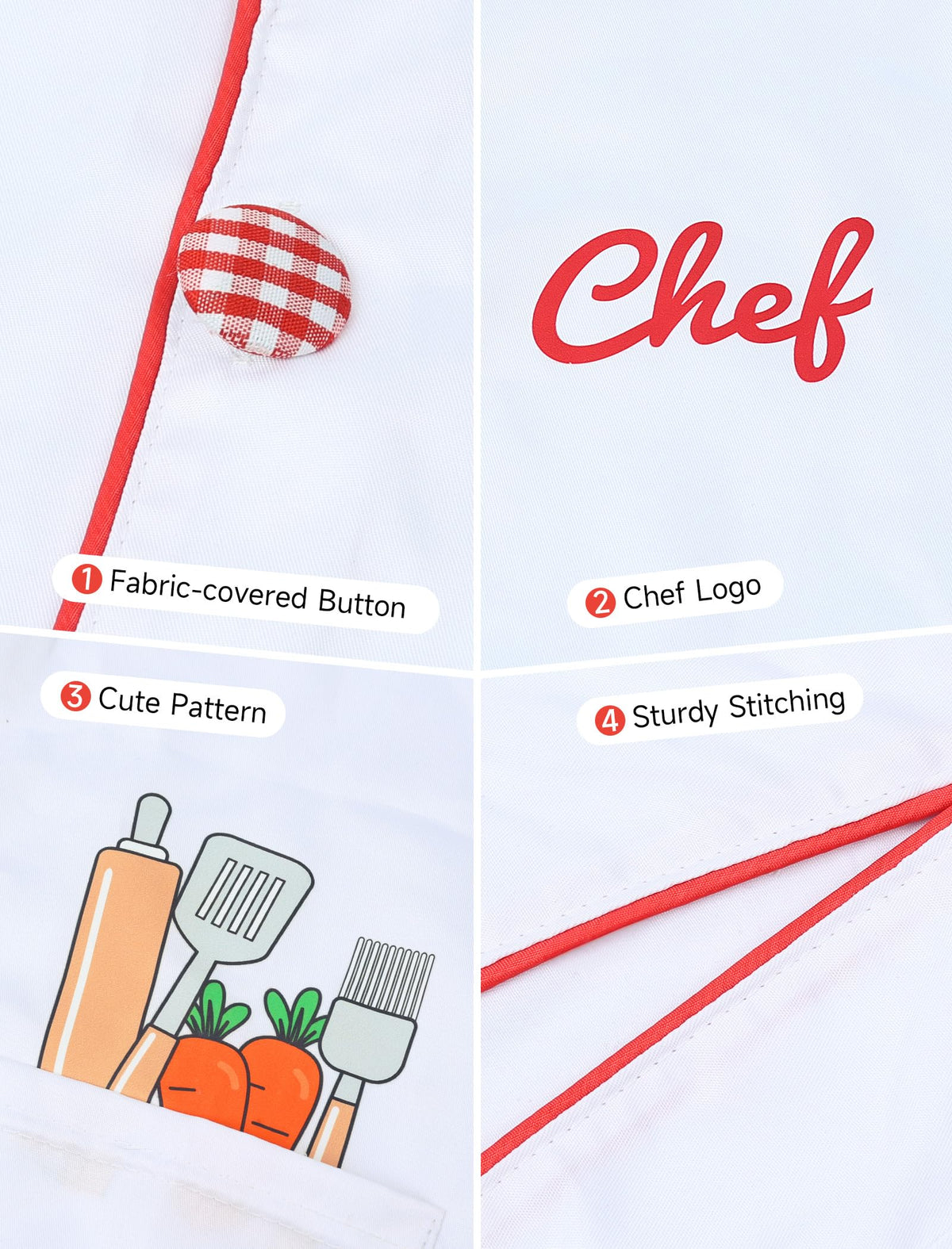 ANPHILE chef costume logo detail on jacket front and back