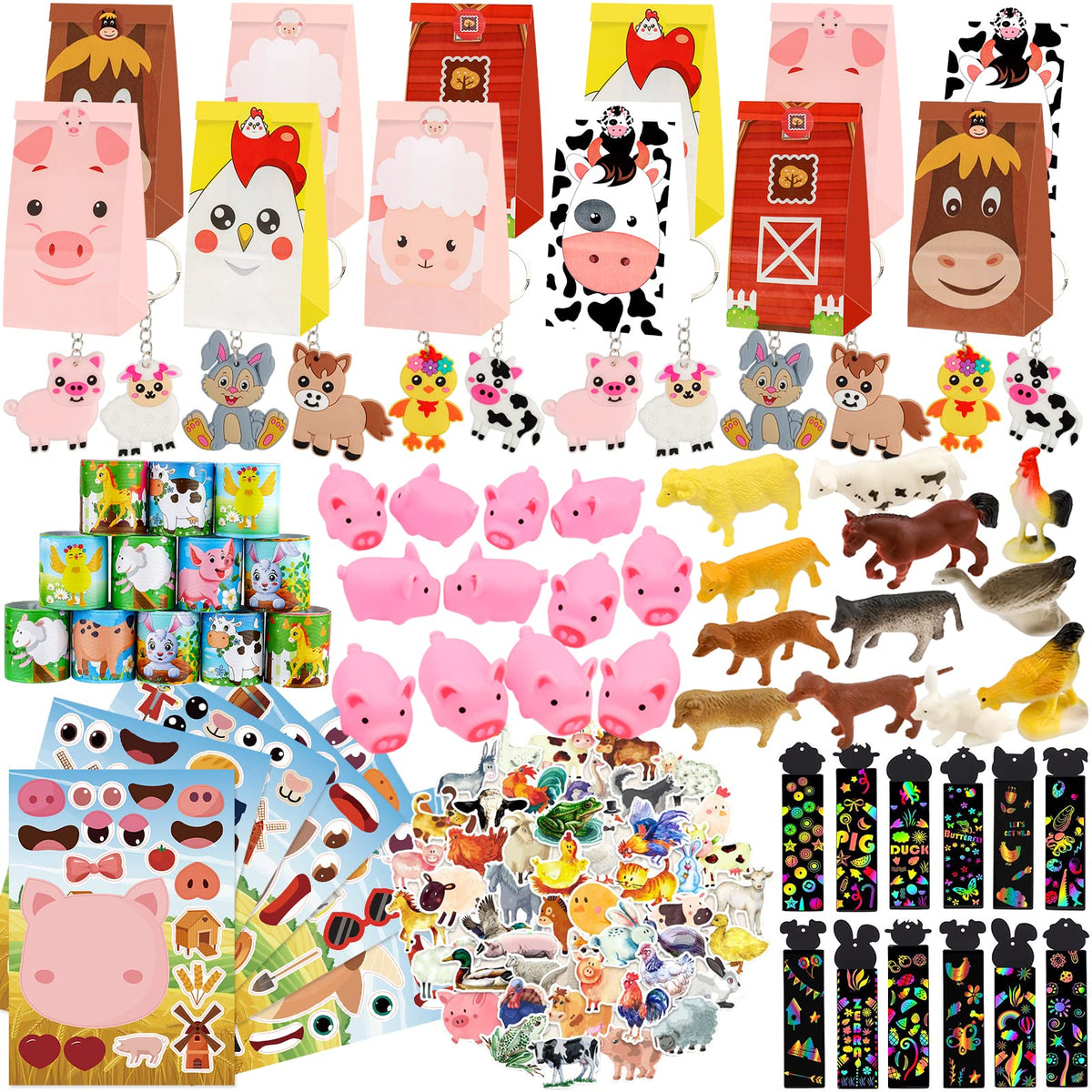 ANPHILE farm party favors assembled on a table for goody bags