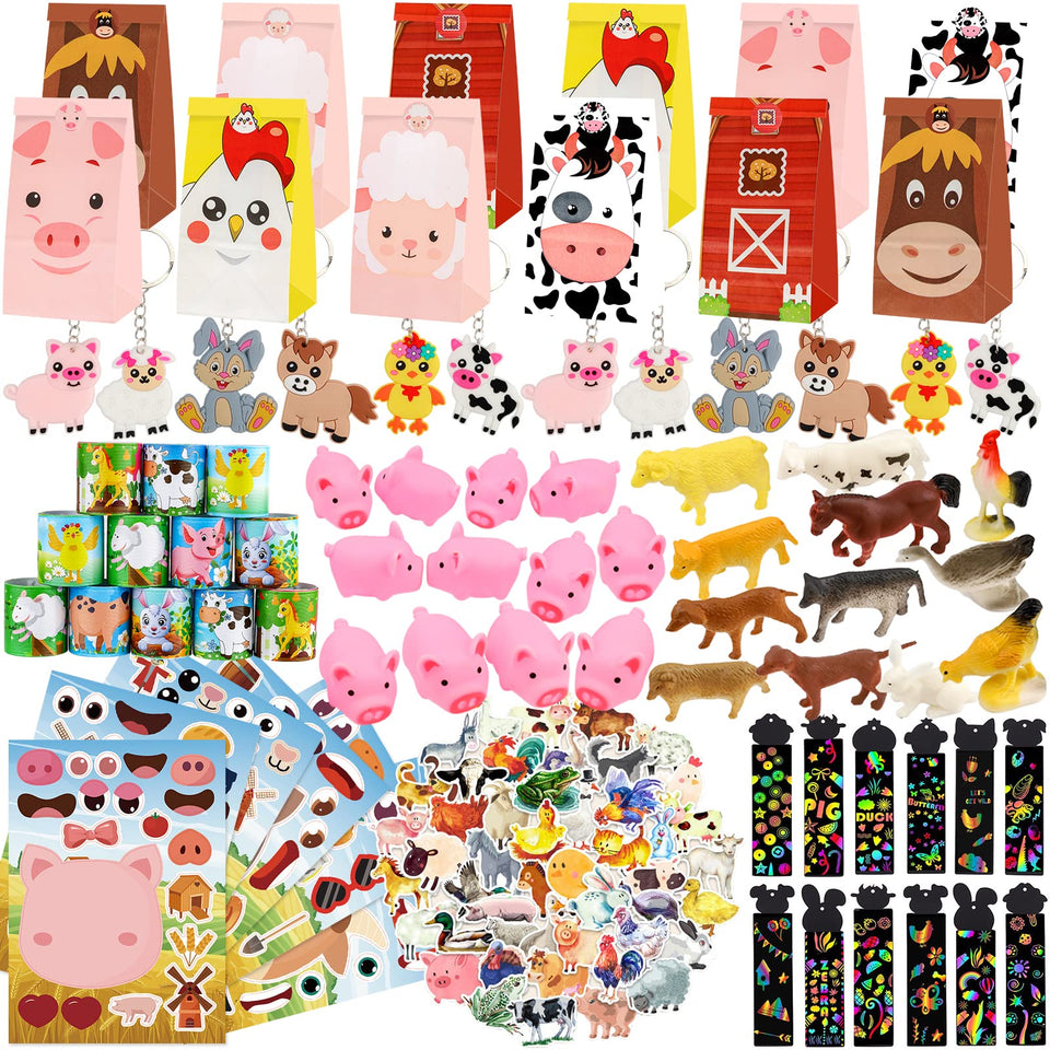 ANPHILE farm party favors assembled on a table for goody bags