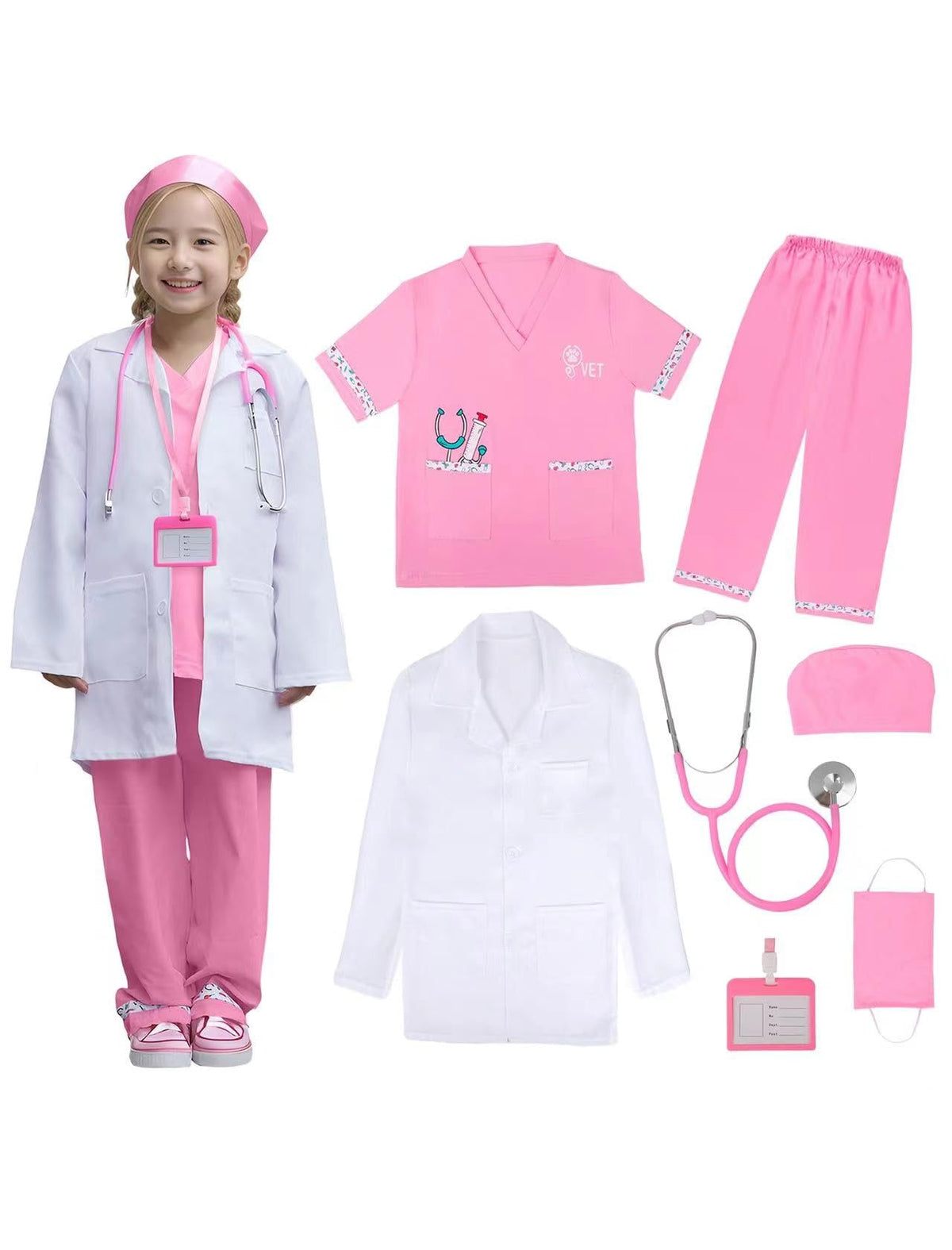 ANPHILE Kids doctor lab coat with stethoscope for imaginative medical role-play.