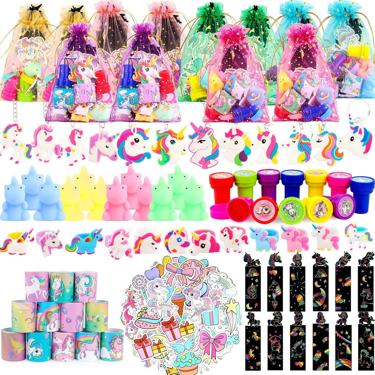 ANPHILE unicorn goody bags with vibrant designs for memorable party favors.