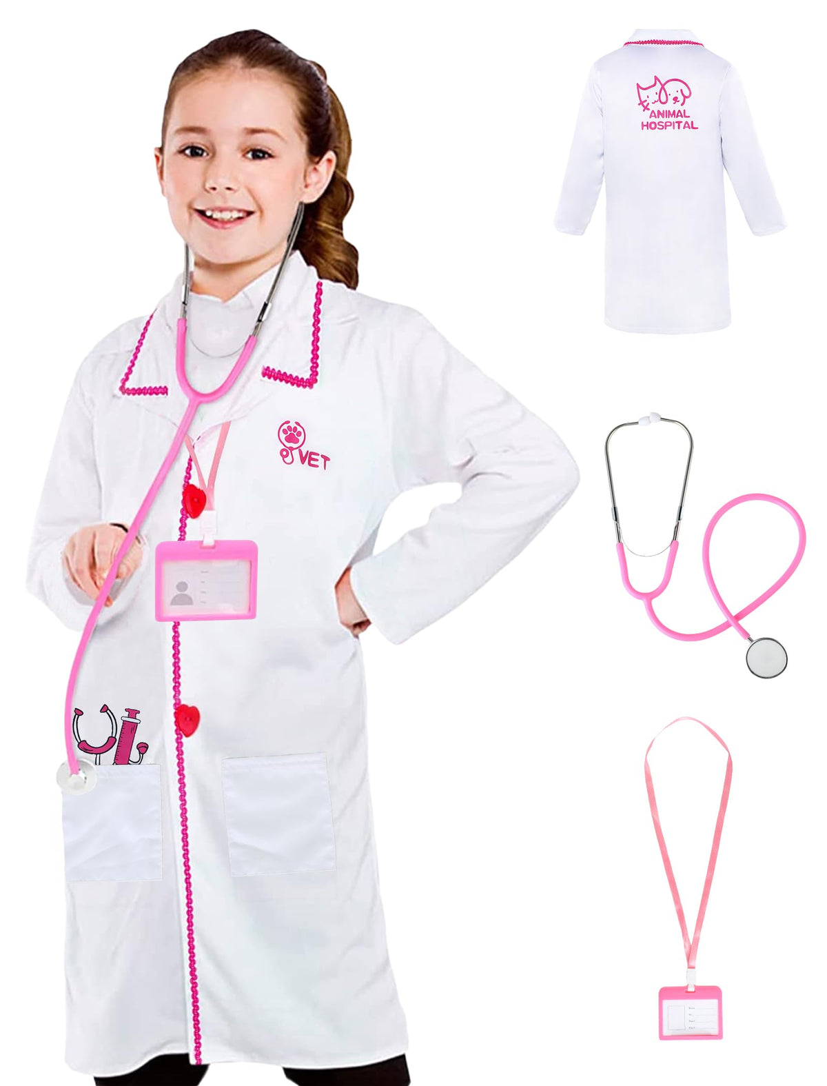 ANPHILE Vet Costume for Kids with coat and stethoscope for immersive pretend play