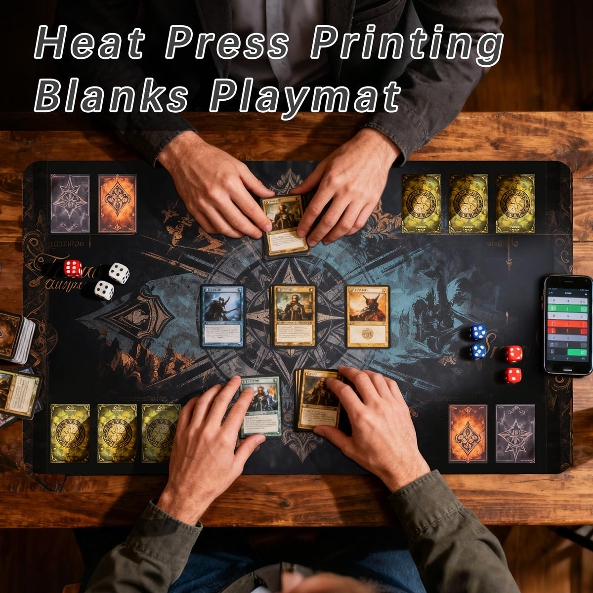 Anpuimult sublimation playmat's rubber base prevents slipping during long gaming sessions.