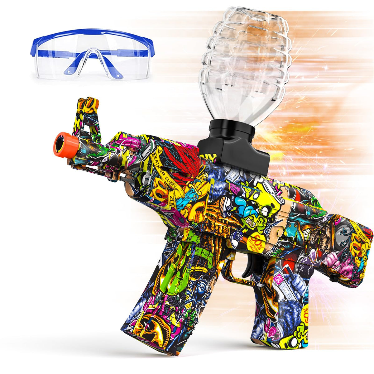 Anstoy AKM-47 gel blaster front view for outdoor battle enthusiasts.