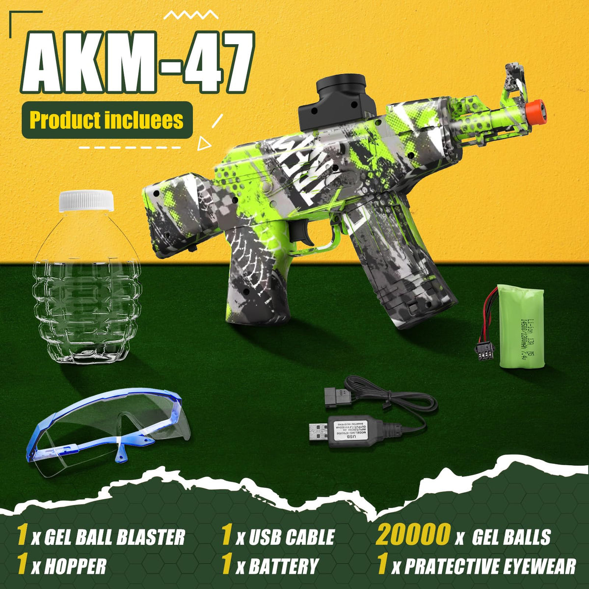 Anstoy AKM-47 gel blaster USB cable for fast recharges between rounds