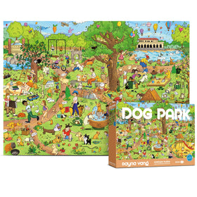 Antelope dog park puzzle cover showing vibrant scene for family puzzle night.