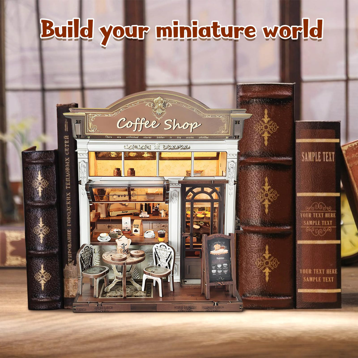 ANTREATU coffee shop miniature LED lit night scene with warm glow