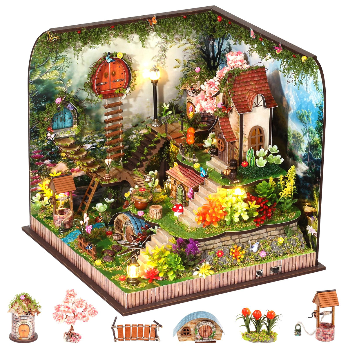 ANTREATU Forest Book Nook Kit front view—calming desk decor with a cozy forest vibe