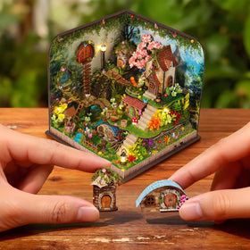 ANTREATU Forest Book Nook Kit LED light on—soft ambient glow through tiny windows