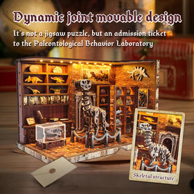 ANTREATU LED diorama showcases a dino-research-lab inside the book nook