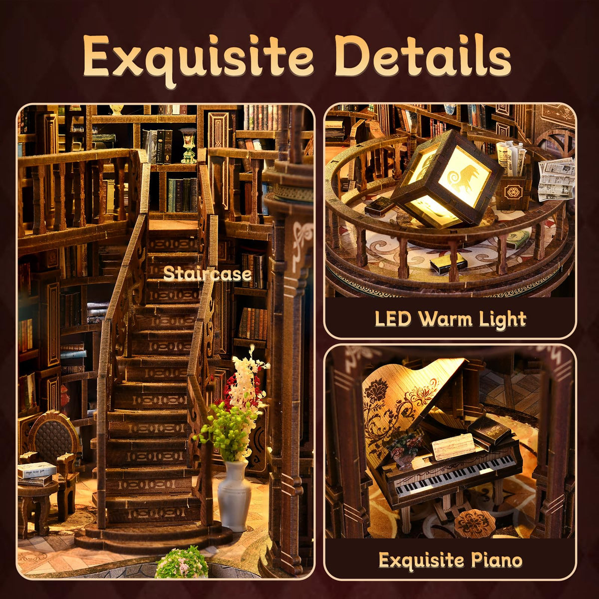ANTREATU Warm LED Light illuminates tiny library scenes beautifully