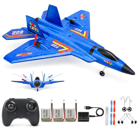 ANTSIR F-22 Raptor blue front view shows lightweight foam for easy handling.