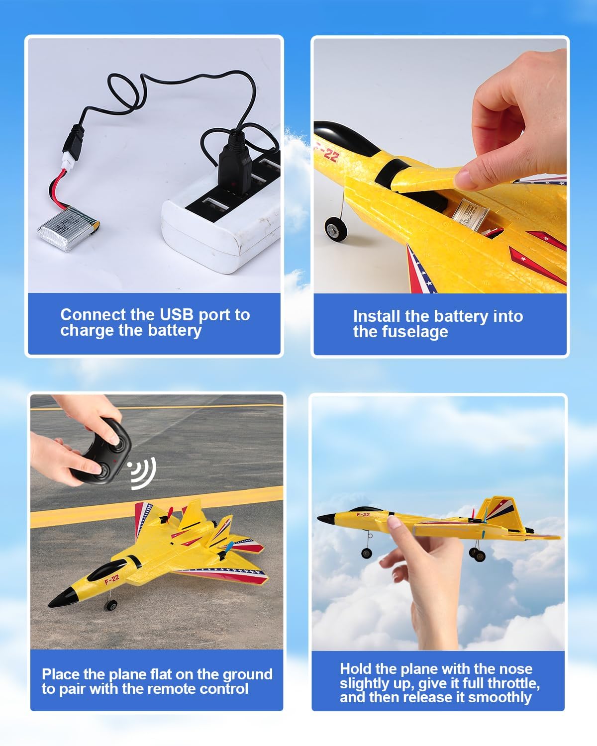 ANTSIR F22 Raptor mid-flight with beginner-friendly stability aid.
