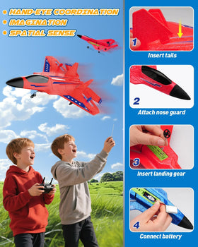 ANTSIR F22 RC plane with bright LED lights for visibility during dusk flights.