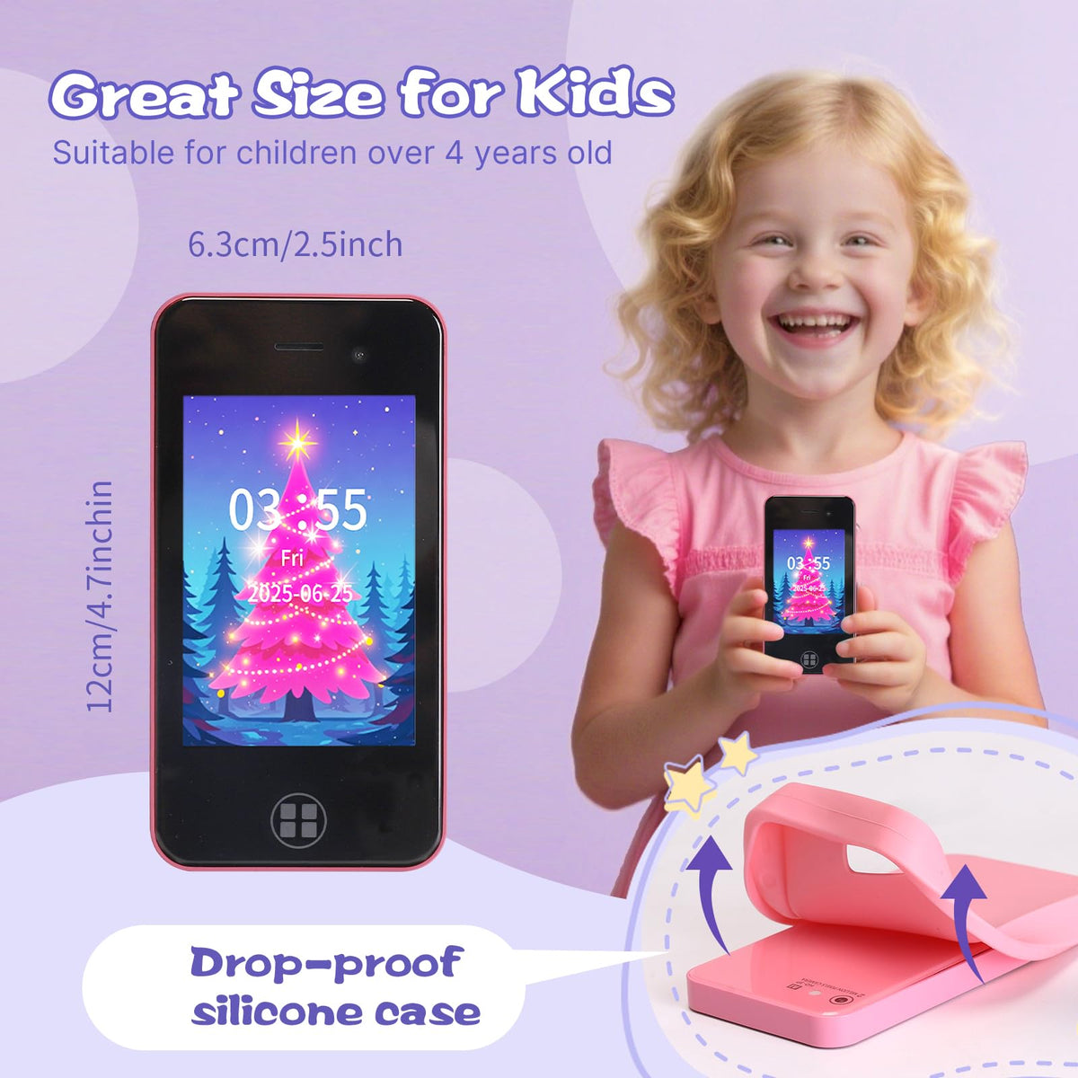 ANTUMKDS Kids Smart Phone includes a 16GB memory card for extra storage of photos and videos.