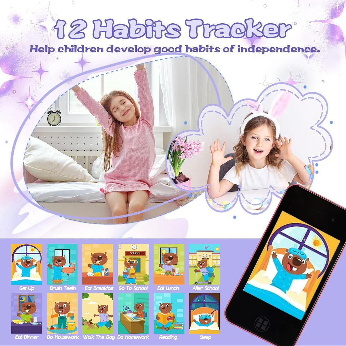 ANTUMKDS Kids Smart Phone includes a built-in MP3 player for music and stories on the go.