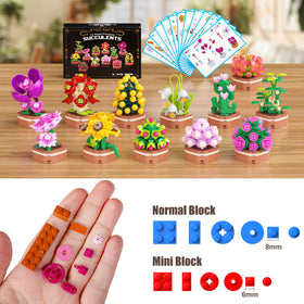 Assembled bonsai blocks showing a lively decorative arrangement