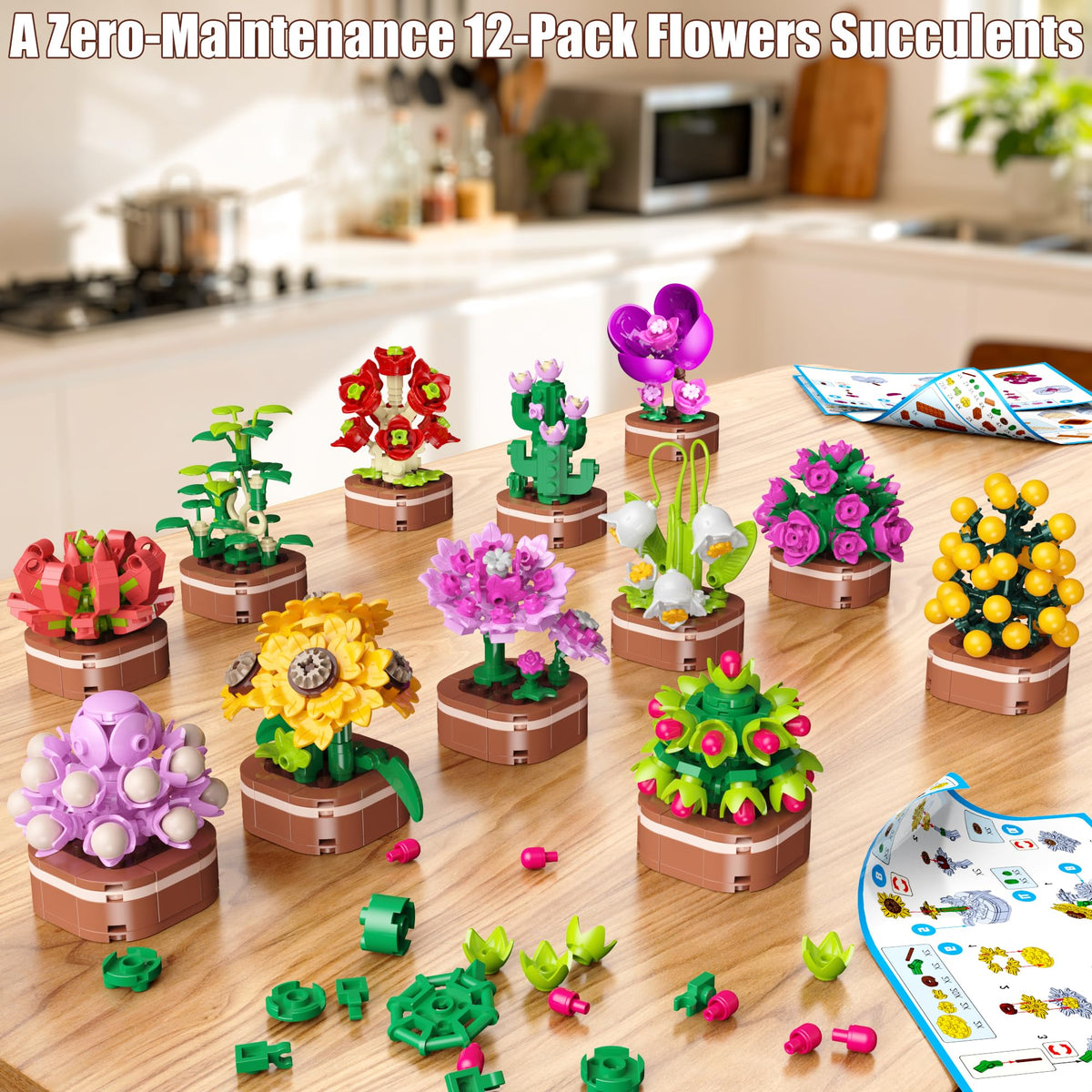 Desk-ready display of compact potted plants from Anvure