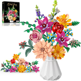 Anvure Flowers Bouquet Building Set pieces shown for creative assembly and display