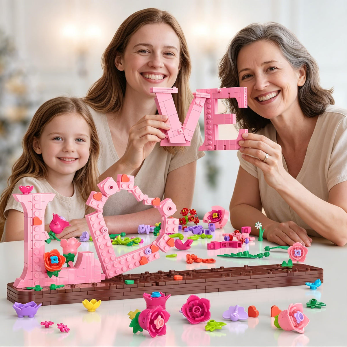 Anvure pink flower building blocks spark creative display and personal expression.