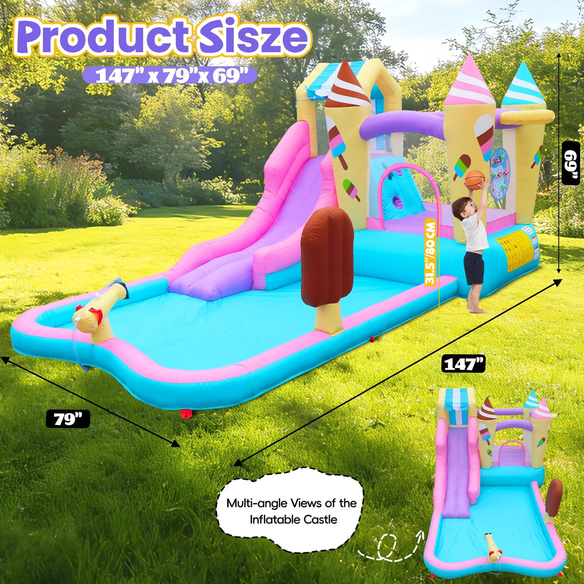 Anypool climbing wall helps kids build coordination during outdoor play.
