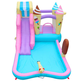 Anypool ice cream castle top décor enhances a colorful party centerpiece.