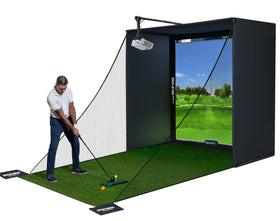 Anything Sports golf simulator enclosure frame assembly demonstrates sturdy construction for home practice.