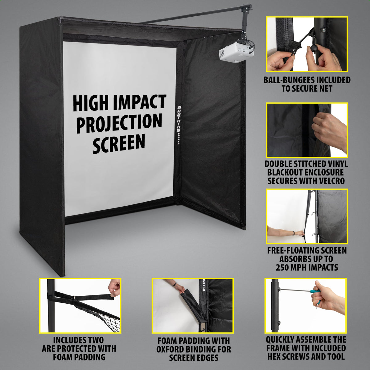 Anything Sports side shank nets protecting walls while you practice.