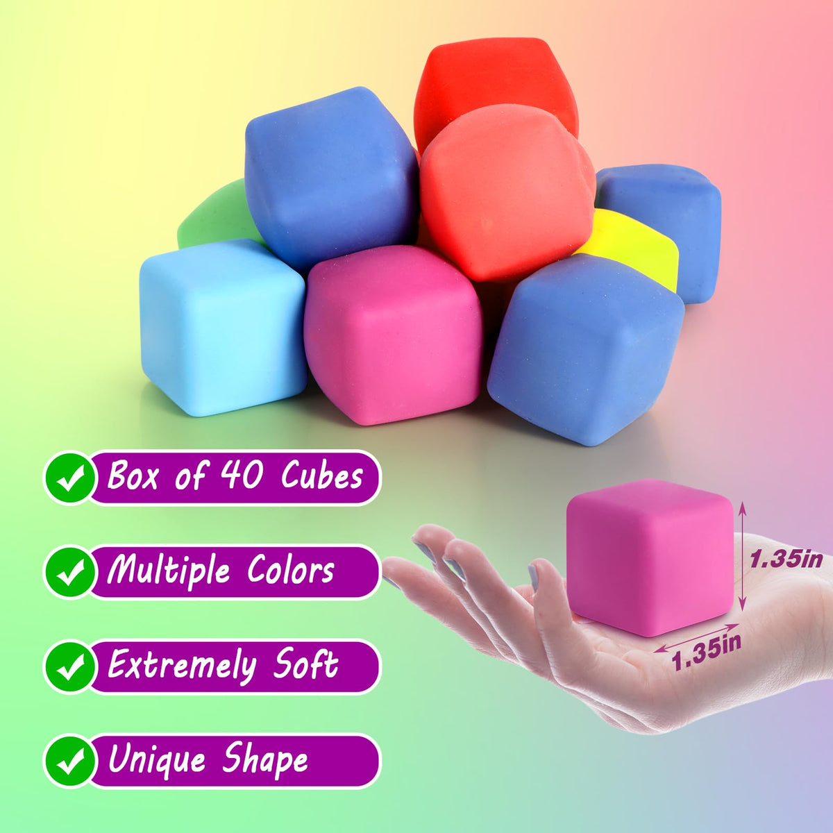 anztqiuu square stress cubes soft tactile feel supports focused play