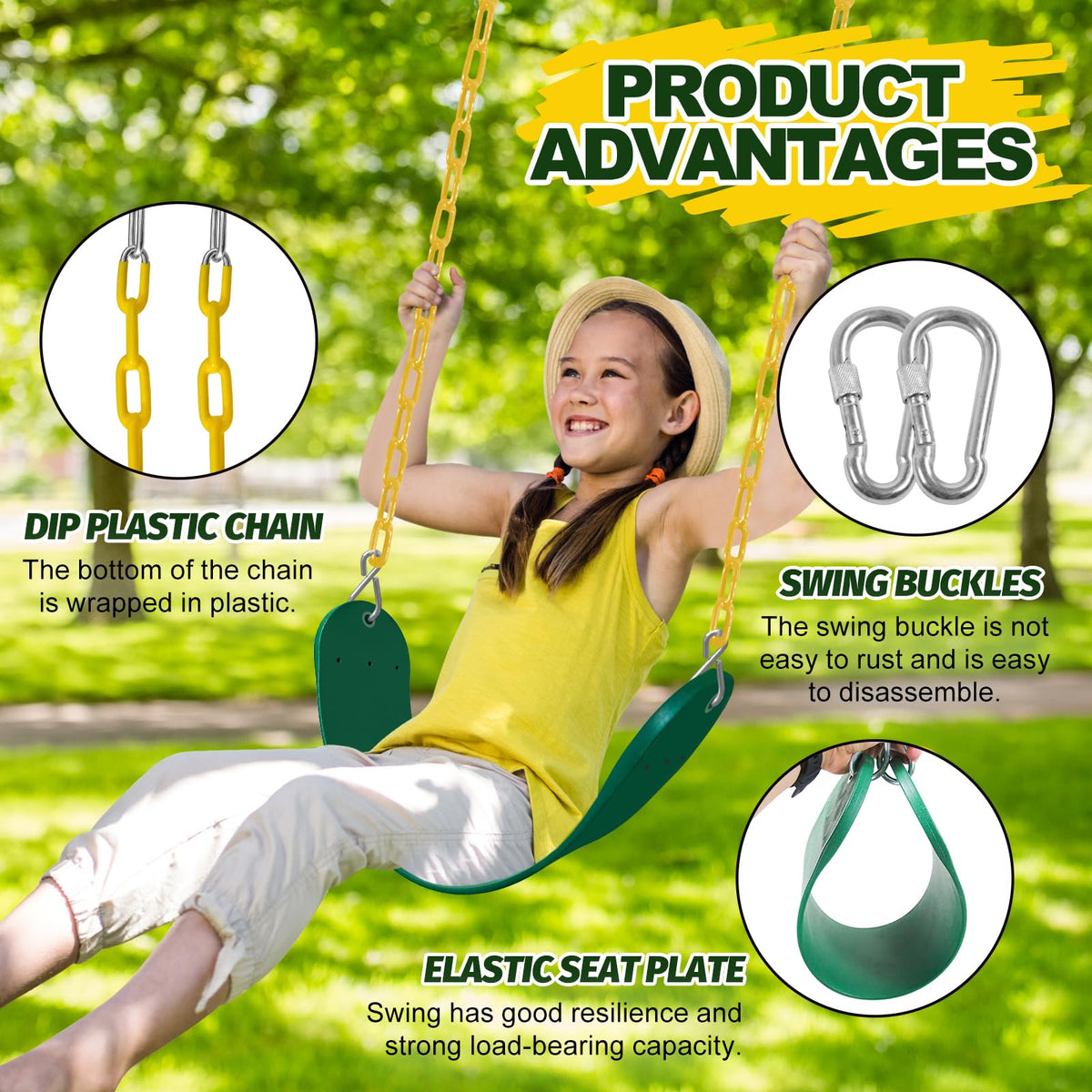 AOBOTE chains and hooks included for quick secure installation
