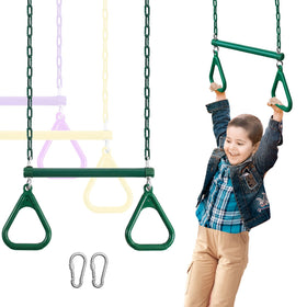 AOBOTE duty ring trapeze bar front view ready for backyard fun and exercise