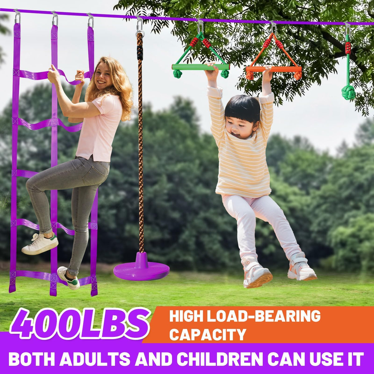 AOBOTE Ninja awing seat in use for resting between challenges outdoors.