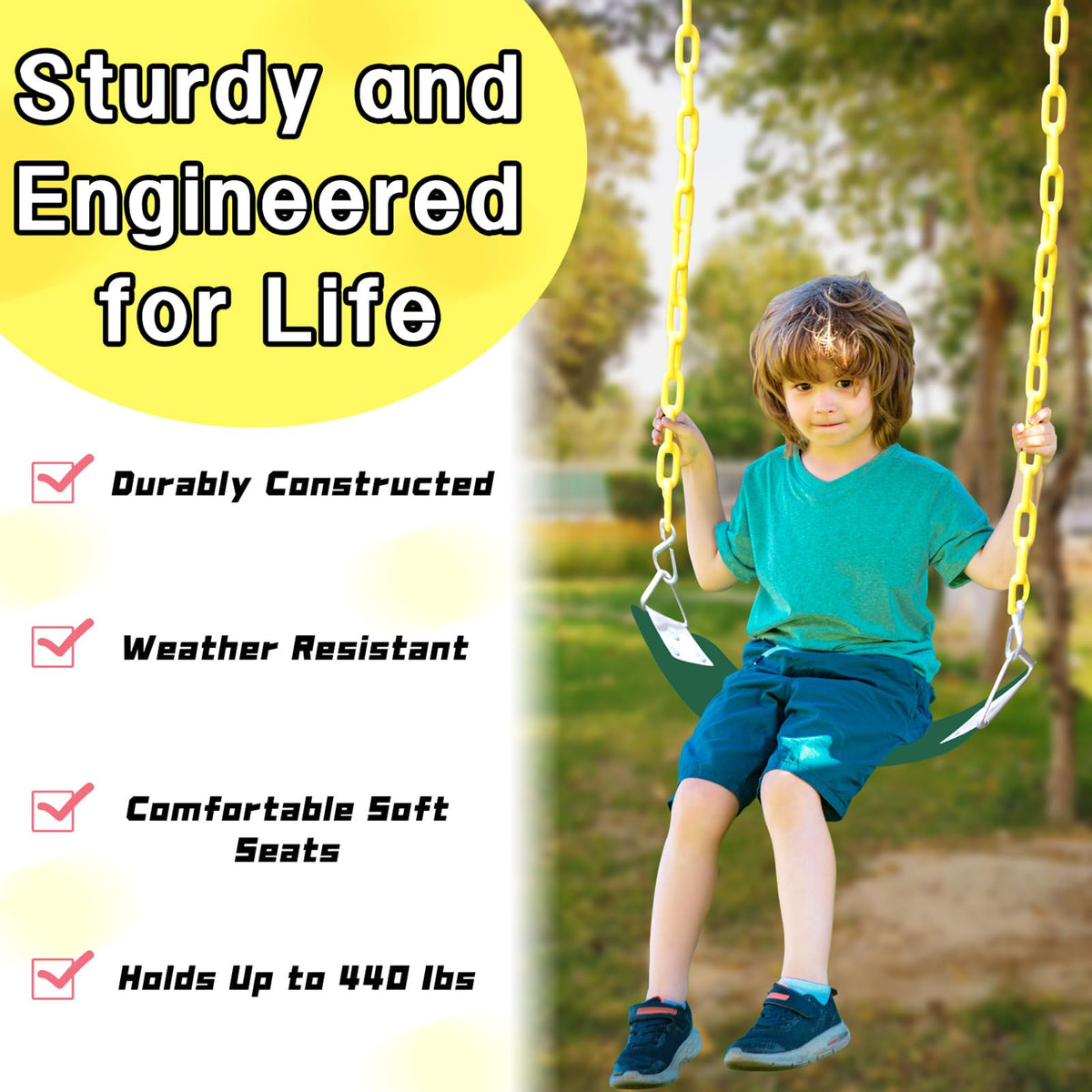 AOBOTE swing supports up to 440 pounds for kids and adults.