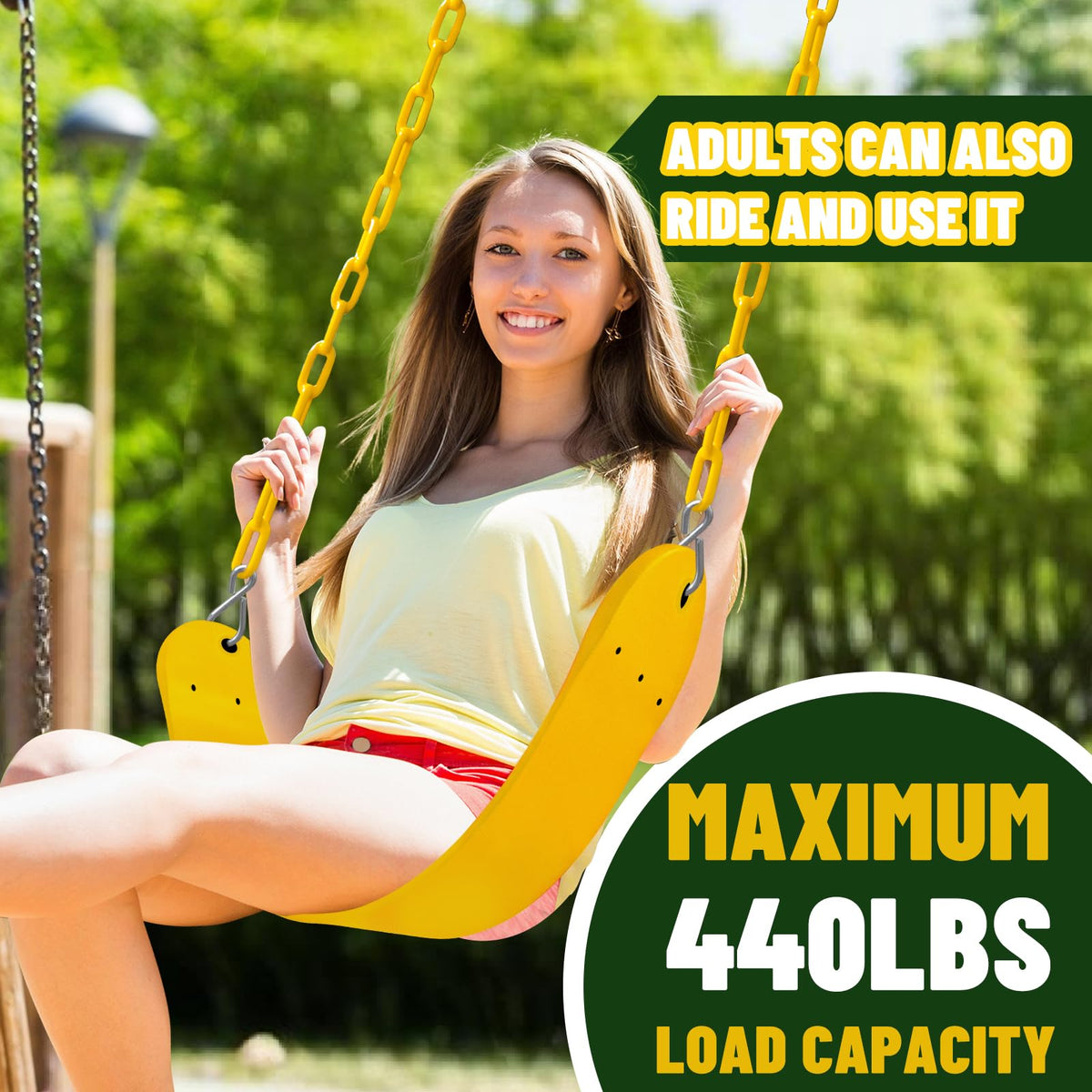 AOBOTE swing seat dimensions 24x5.7 inches for versatile use.