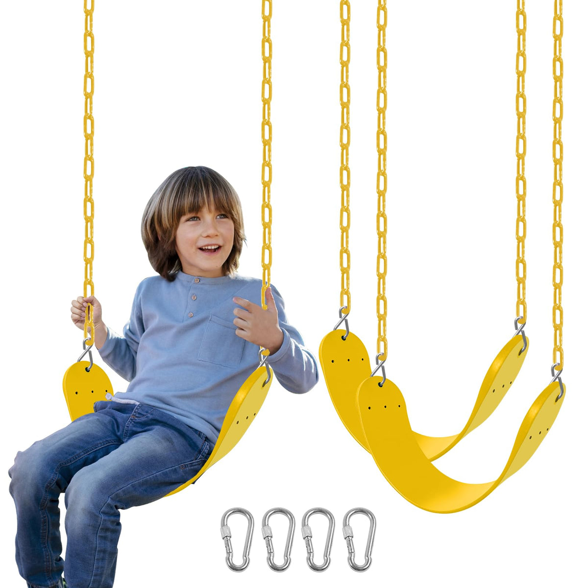 AOBOTE swings set 2-pack in backyard, ideal for family fun and easy setup.