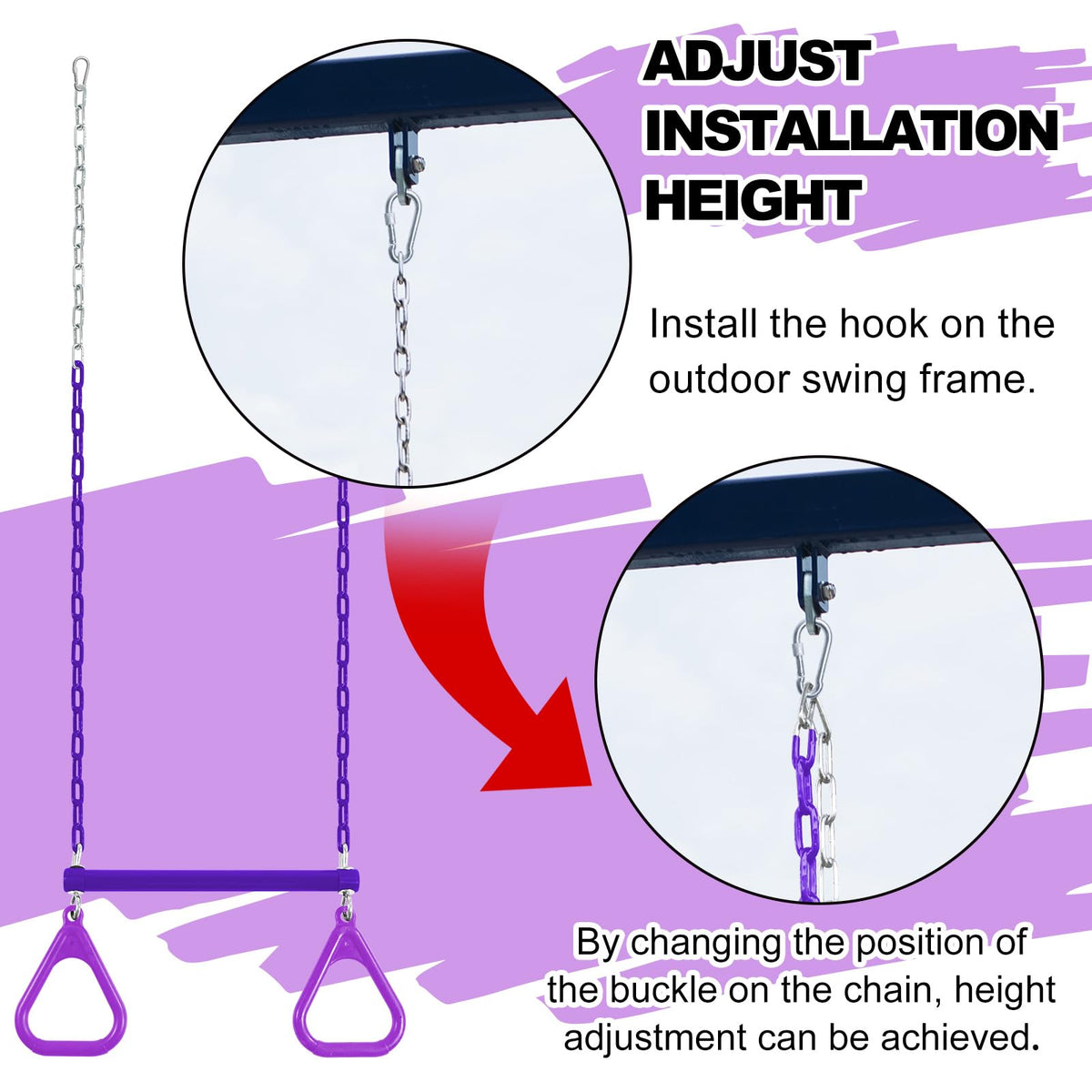 AOBOTE trapeze with 47 inch chain for easy hanging
