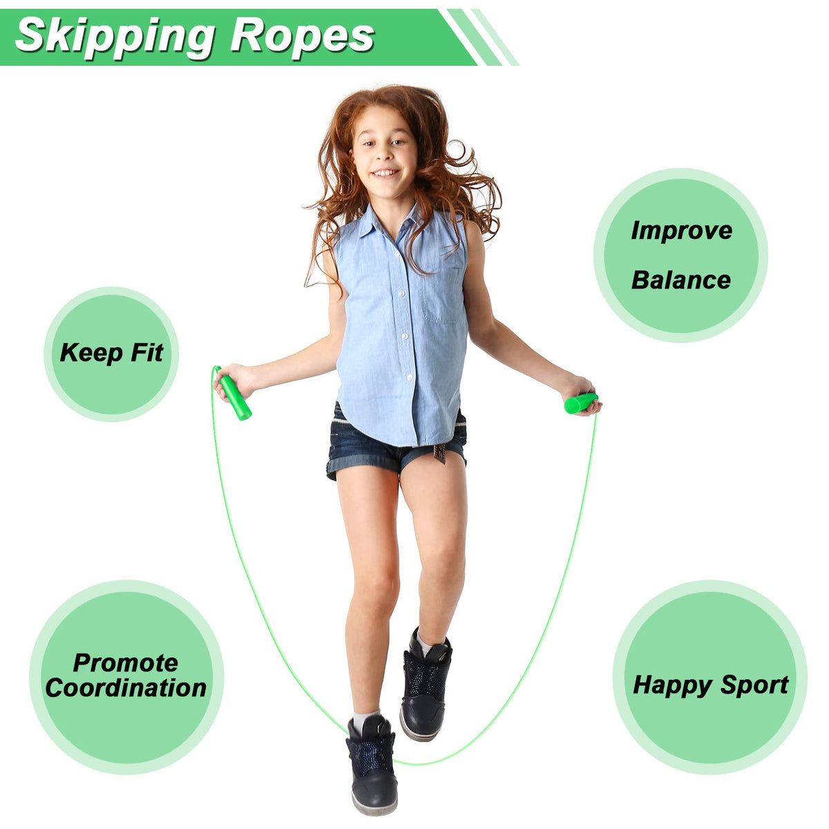 Aodaer soft PVC rope, lightweight and comfortable for kids.