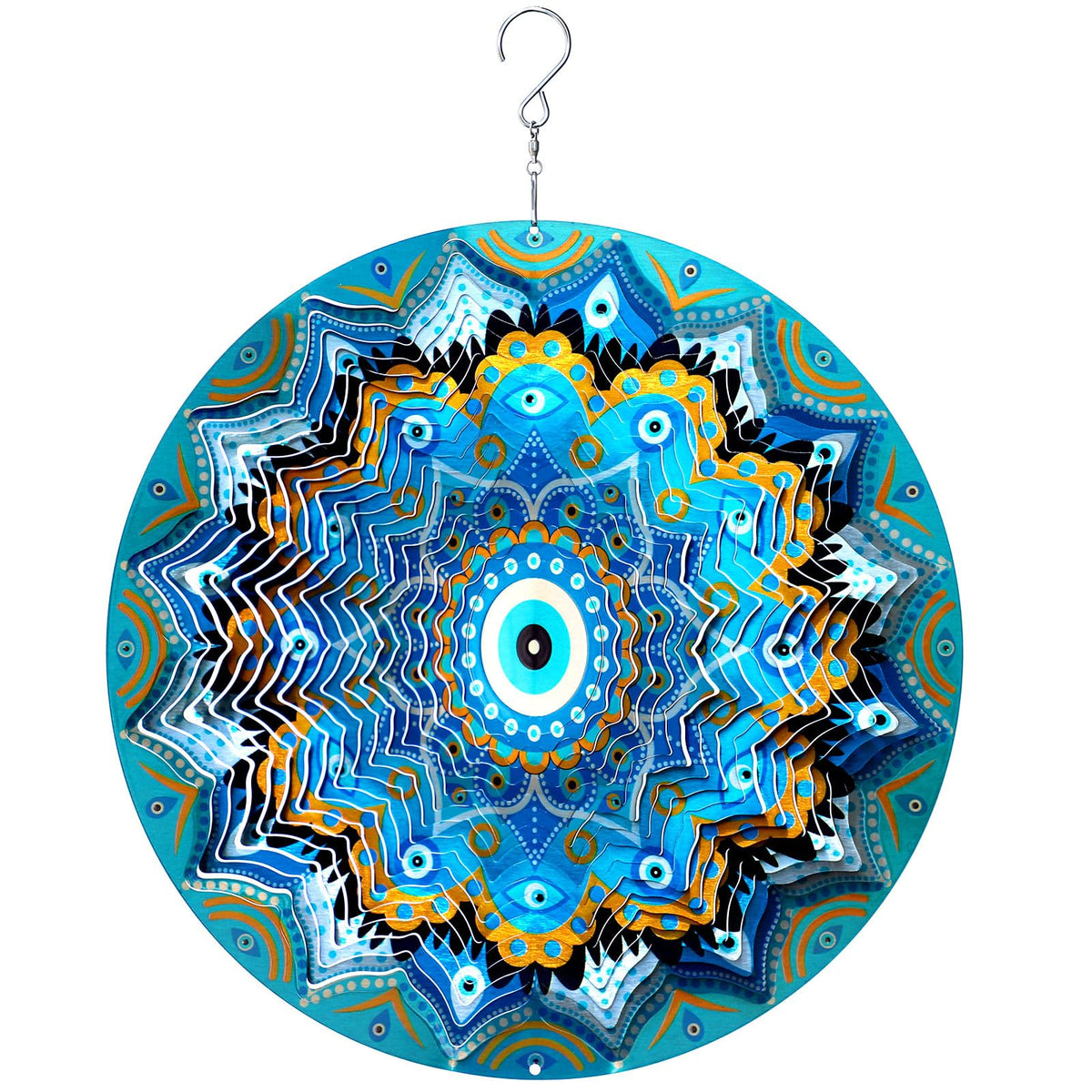 Aoedelyart wind spinner catches dawn light creating soft reflections.