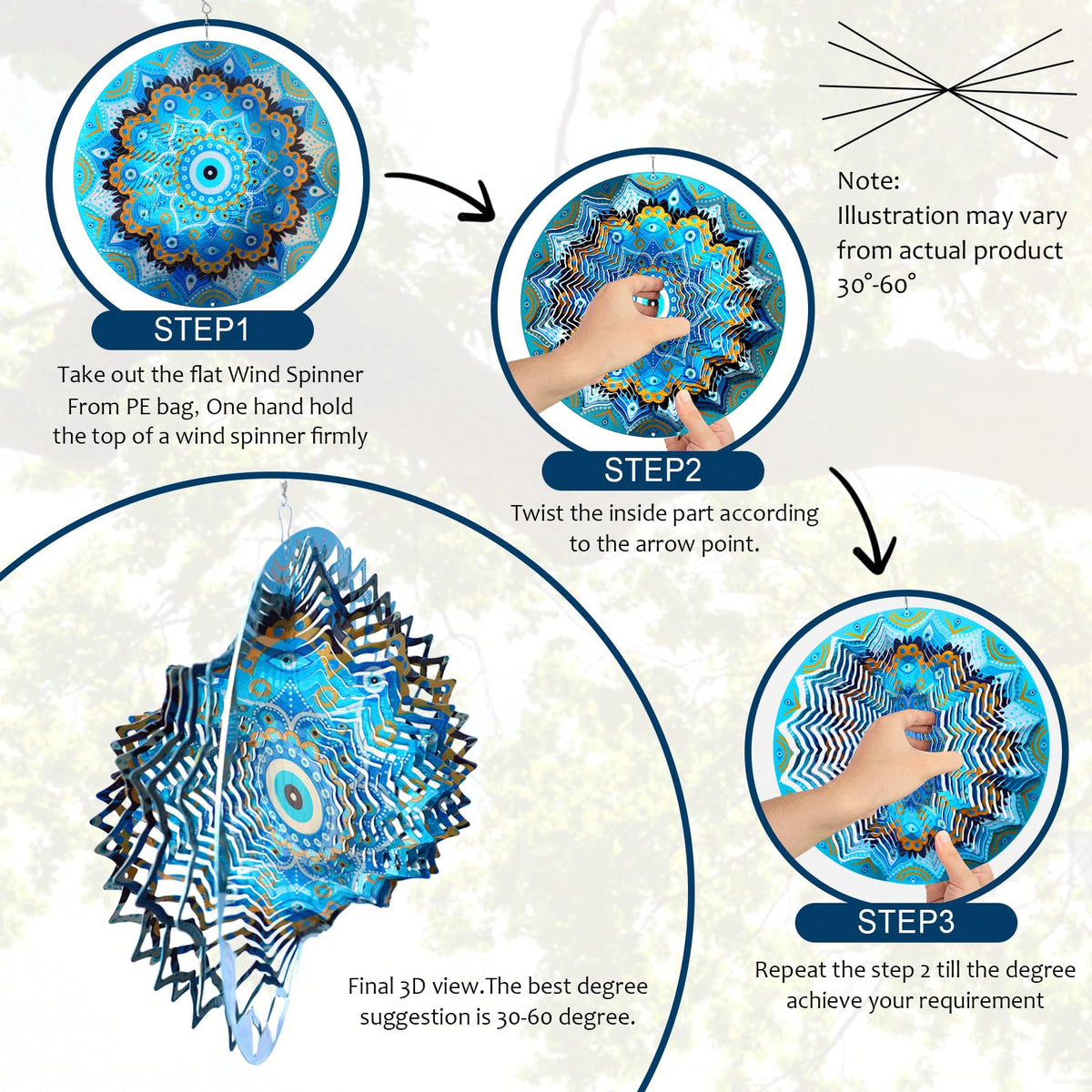 Aoedelyart wind spinner epoxy-protected finish resists weathering.