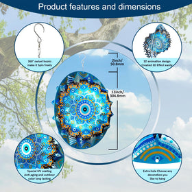 Aoedelyart wind spinner blue finish enhances garden decor under sunlight.