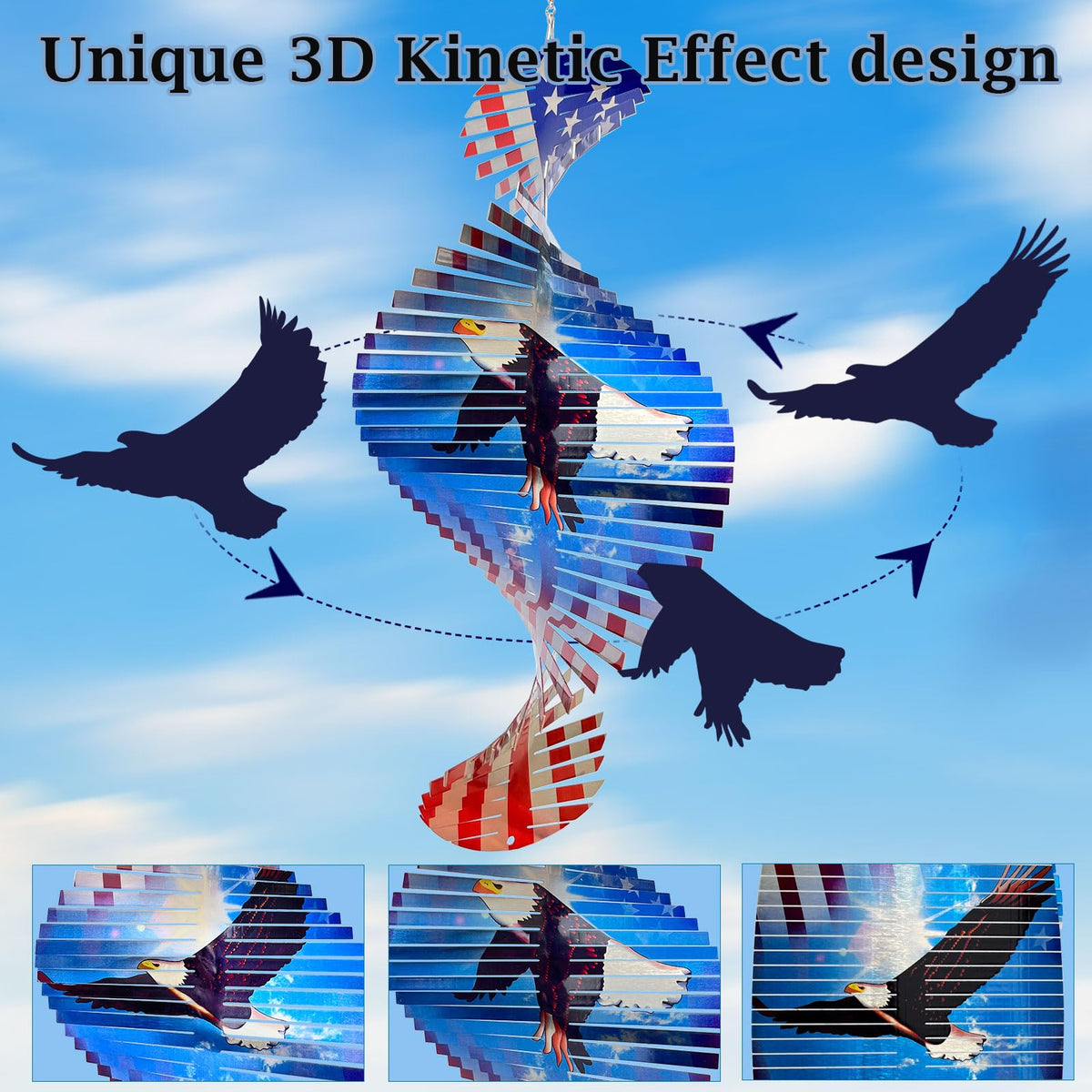 Aoedelyart Wind Spinner USA Flag – vivid patriotic colors for outdoor display.