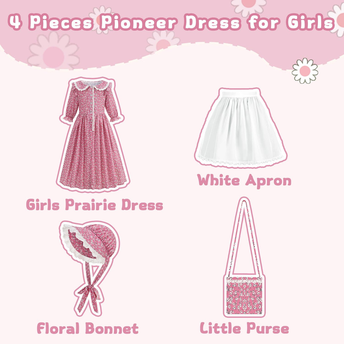 Aoiviss pioneer dress front view highlights lace-trimmed collar and button closure